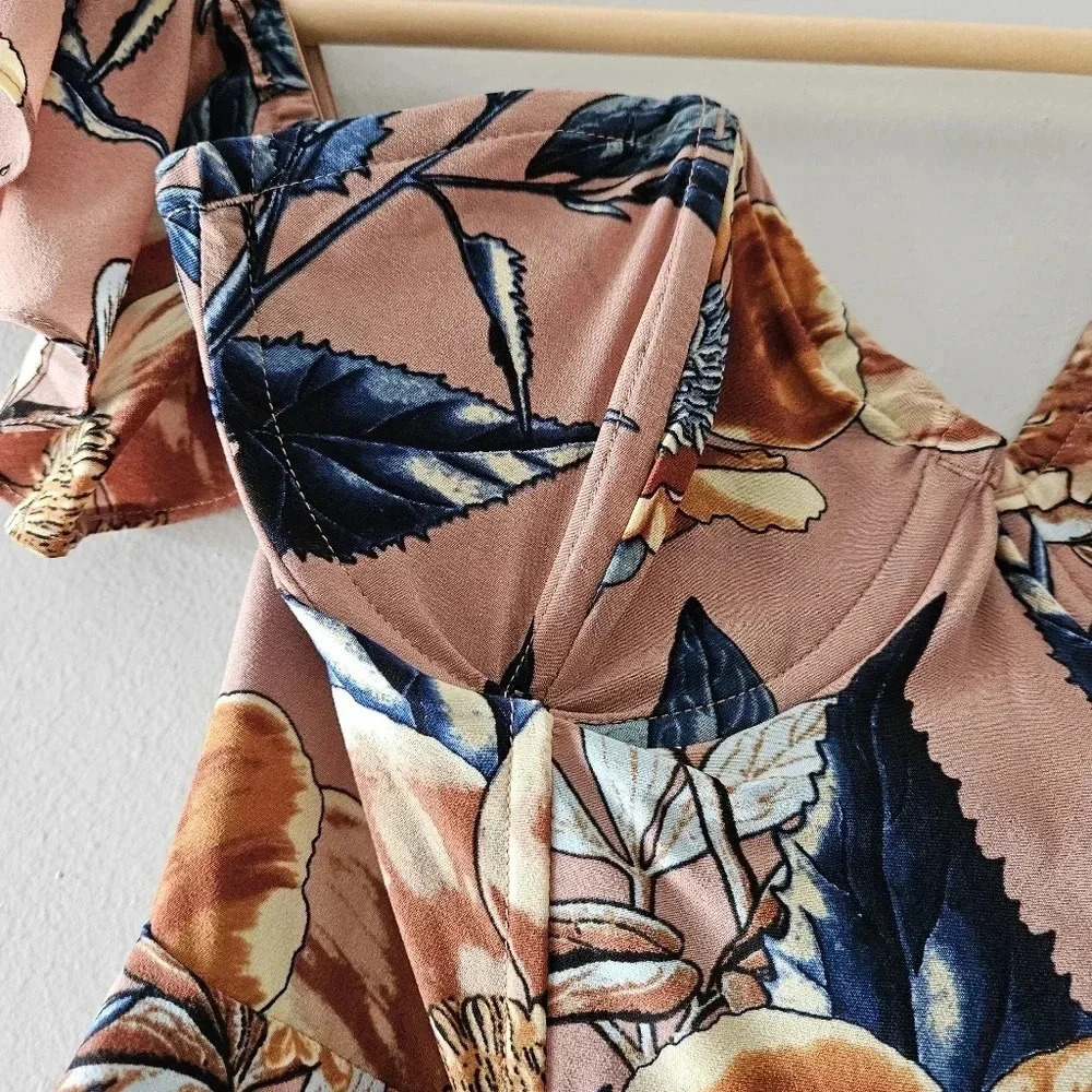 For Love And Lemons Flamenco Strapless Corset Floral Mini Dress Size Small. - Picture 8 of 16